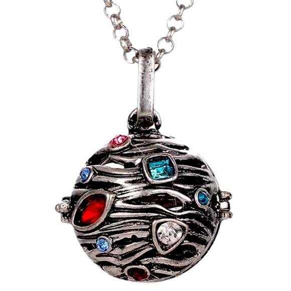 NEW Crystal Ball Cage Chime Ball Pendant Aromatherapy Necklace 28" - Picture 1 of 4